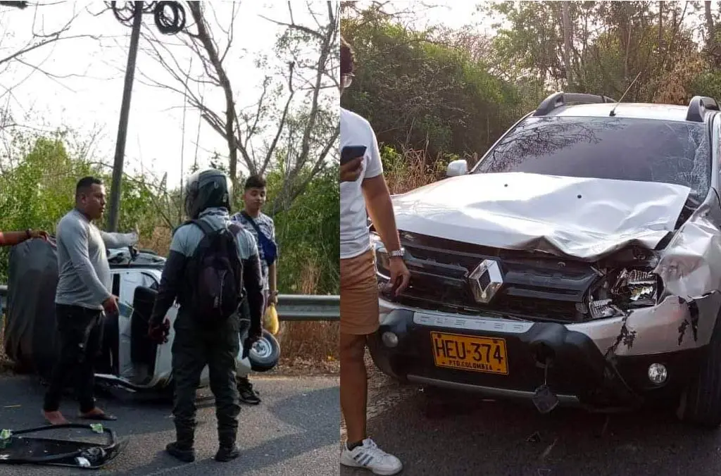 Accidente múltiple en vía Baranoa-Polonuevo: motocarro, camioneta y dos motos involucrados